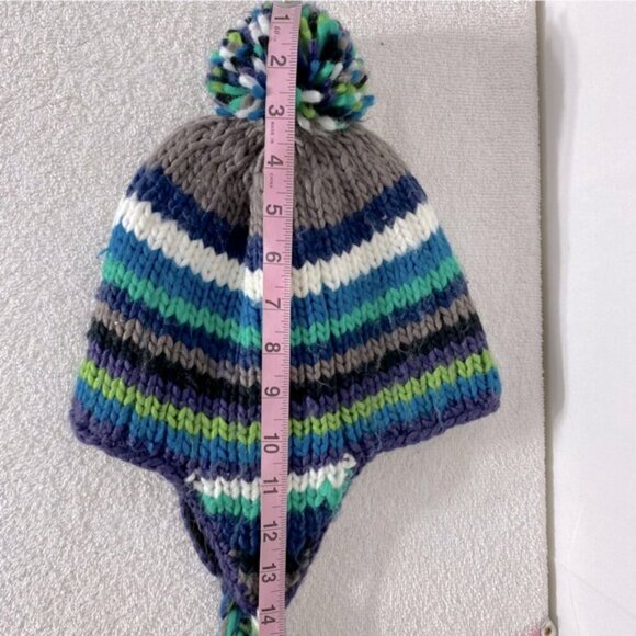 5/$25 Unisex Blue Green Grey Knit Fleece Lined Winter Hat With Ear Flaps - Picture 16 of 16